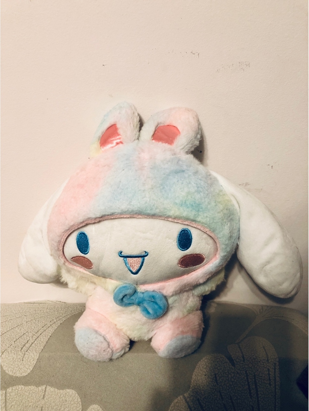 Sanrio Cinnamoroll Plush Rainbow Bunny Hood 27cm Pastel Tie Dye Rare Costume